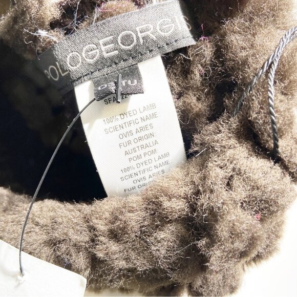 NWT Pologeorgis Knitted 3-Tone Shearling Hat - Picture 4 of 4